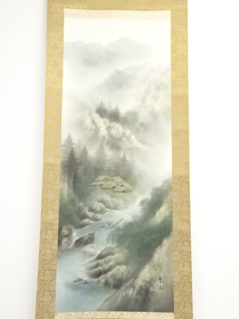 掛け軸　茶掛　村瀬晃甫　山水絵　肉筆　茶道具　茶道　インテリア 掛け軸 茶掛 村瀬晃甫 山水絵 肉筆 茶道具 茶道 インテリア